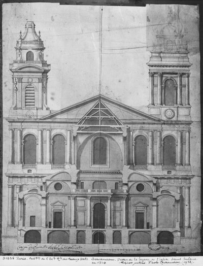 Iglesia de Saint-Sulpice, elevación de la fachada, París, 1740 de Giovanni Niccolo Servandoni